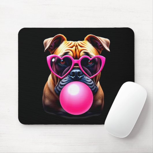 Cute Bulldog Blowing Bubble Gum Mousepad (Mit Mouse)