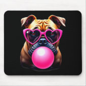Cute Bulldog Blowing Bubble Gum Mousepad (Vorne)