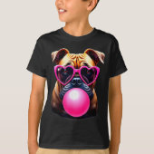 Cute Bulldog Blowing Bubble Gum T-Shirt (Vorderseite)