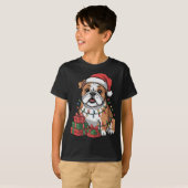Cute Bulldog Christmas Xmas Design Funny Dog Lover T-Shirt (Vorne ganz)