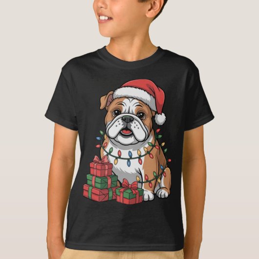 Cute Bulldog Christmas Xmas Design Funny Dog Lover T-Shirt (Vorderseite)