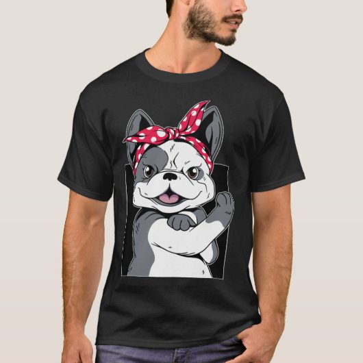 Cute Bulldog Headbands T-Shirt (Vorderseite)