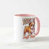 Cute Bulldog Valentine – Tough Love Soft Heart Tasse (VorderseiteRechts)