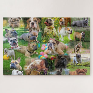 Cute Bulldogs Art   Photo Collage Dogs Puzzle