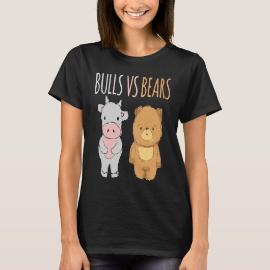 Cute Bulls vs Bears  Forex Crypto Stock Traders T-Shirt (Vorderseite)