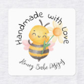 Cute Bumble Bee Handmade with Love Personalized Etiketten (Design 2)