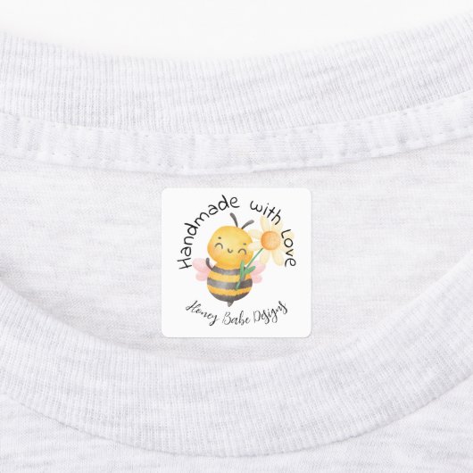Cute Bumble Bee Handmade with Love Personalized Etiketten (Befestigt)