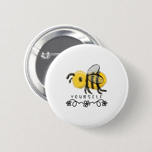 Cute Bumblebee Bee Yourself  Button (Vorne & Hinten)