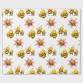 Cute Bumblebee Mom & Baby Bee  Geschenkpapier (Flach)