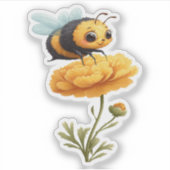 Cute Bumblebee on Flower Sticker (Vorderseite)