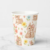 Cute Bunnies and Flowers Pattern Pappbecher (Links)
