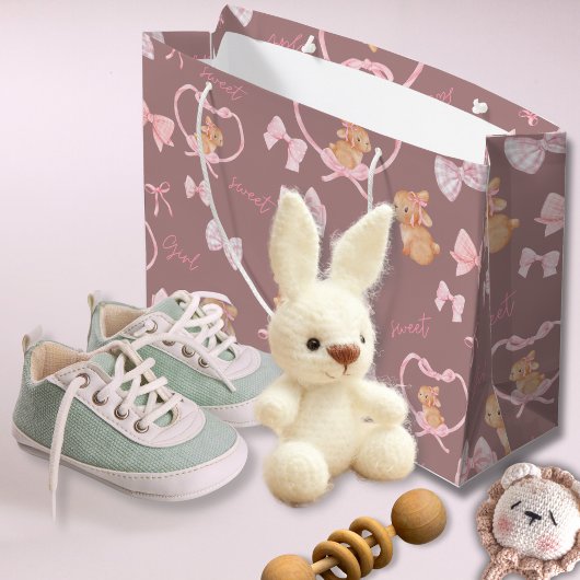 Cute Bunnies & Bows Gift Bag Große Geschenktüte