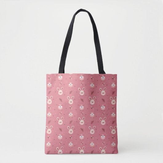 Cute Bunnies, Owls and Moths Tote Tasche (Vorderseite)