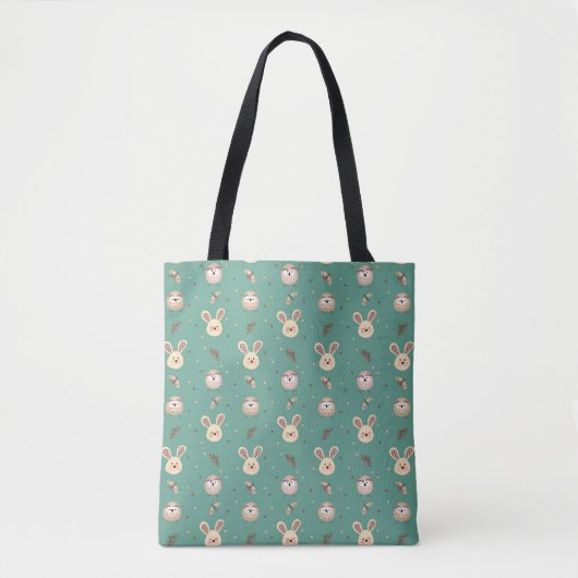 Cute Bunnies, Owls and Moths Tote Tasche (Vorderseite)