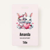 Cute Bunnies Sharing a Heart Ausweis (Vorderseite)