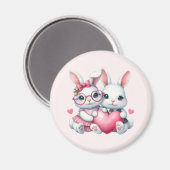 Cute Bunnies Sharing a Heart Magnet (Vorderseite/Rückseite)