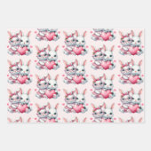 Cute Bunnies Sharing a Heart Pattern Geschenkpapier Set (Vorderseite 2)