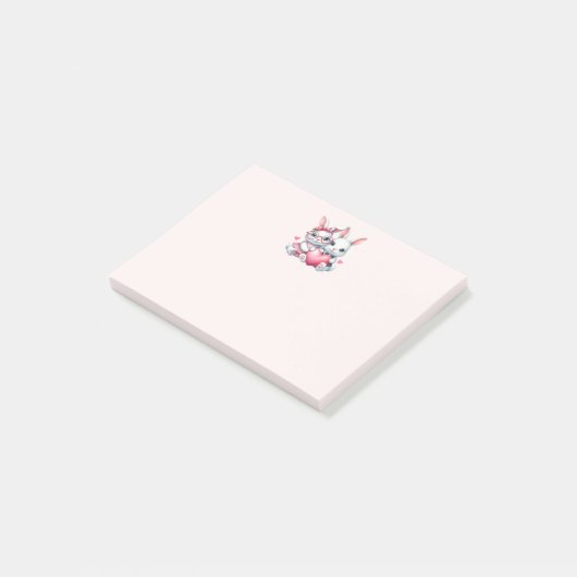 Cute Bunnies Sharing a Heart Post-it Klebezettel (angewinkelt)