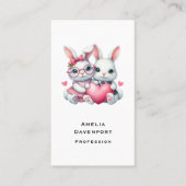 Cute Bunnies Sharing a Heart Visitenkarte (Vorderseite)