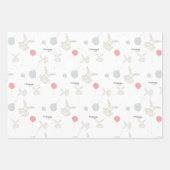 Cute Bunny and Balloons Personalized Geschenkpapier Set (Vorderseite 3)