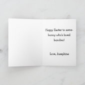 Cute Bunny and Blue Budge Personalized Easter Karte (Innenseite)