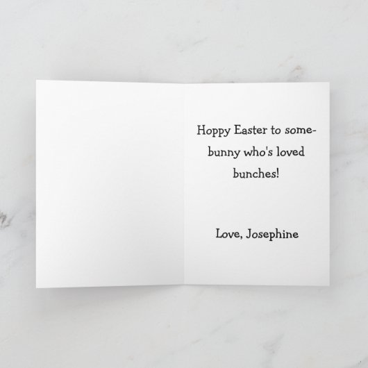 Cute Bunny and Blue Budge Personalized Easter Karte (Innenseite)