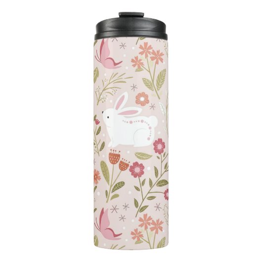 Cute Bunny and Butterfly Spring Garden Thermosbecher (Vorderseite)
