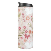 Cute Bunny and Butterfly Spring Garden Thermosbecher (Nach rechts gedreht)