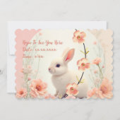 Cute Bunny And Floral Einladung (Rückseite)