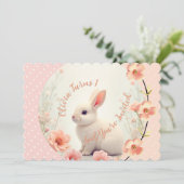Cute Bunny And Floral Einladung (Stehend Vorderseite)