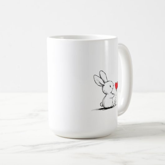 Cute bunny and red heart kaffeetasse (VorderseiteRechts)
