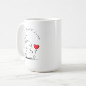 Cute bunny and red heart kaffeetasse (Vorderseite Links)