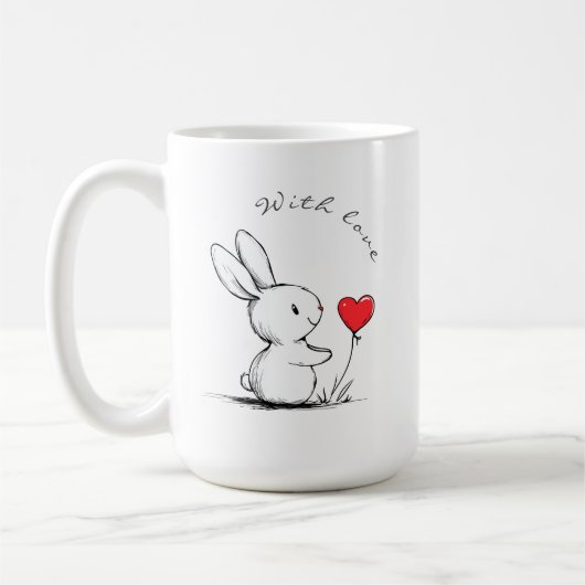 Cute bunny and red heart kaffeetasse (Links)