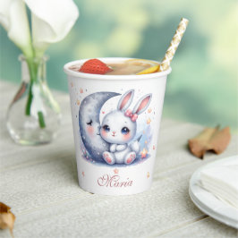 cute bunny and silver moon  paper cups pappbecher