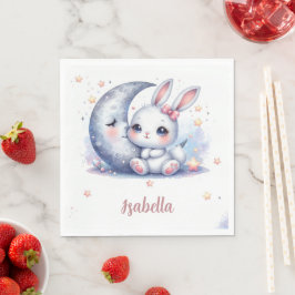 cute bunny and the moon birthday  serviette