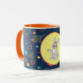 Cute Bunny Art on Colorful Pattern Tasse (Vorderseite Links)