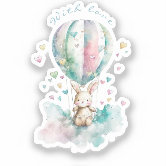 Cute bunny AVIATION, personalisiert Aufkleber (Vorderseite)