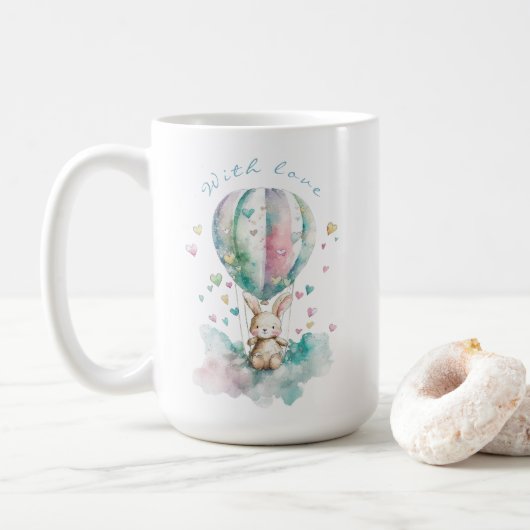Cute bunny AVIATION, personalisiert Kaffeetasse (Mit Donut)