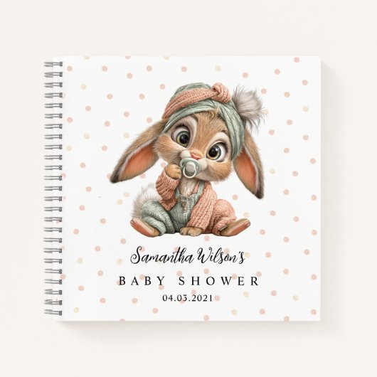 Cute Bunny Baby Shower Guest Book Notizblock (Vorderseite)