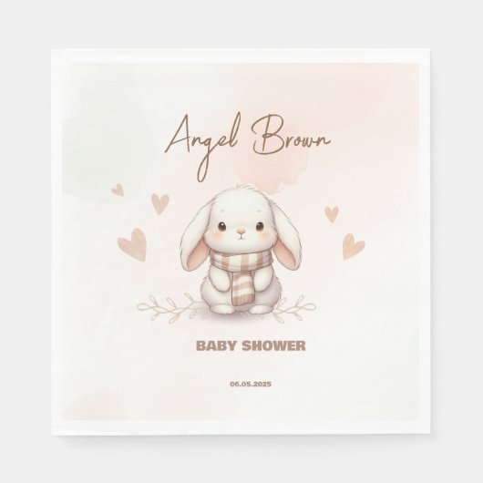 Cute Bunny Baby Shower napkin Serviette (Vorderseite)
