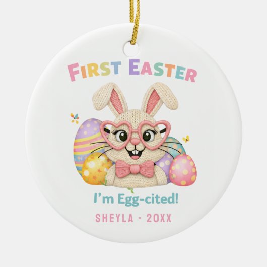 Cute Bunny Baby's First Easter  Keramik Ornament (Vorne)