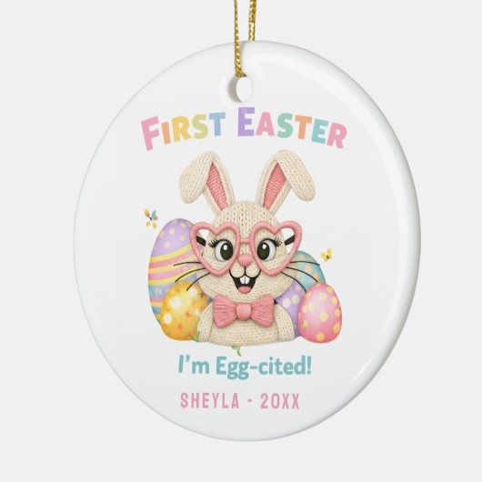Cute Bunny Baby's First Easter  Keramik Ornament (Links)