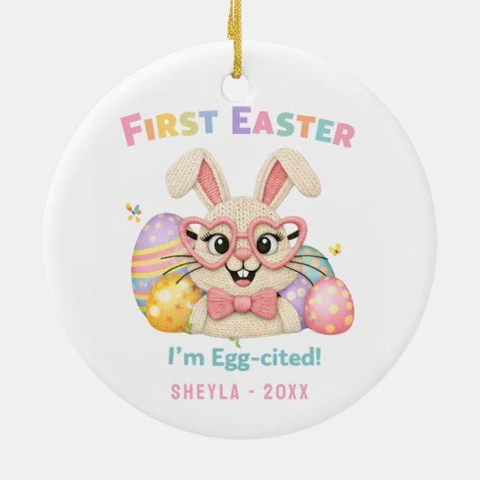Cute Bunny Baby's First Easter  Keramik Ornament (Hinten)