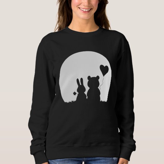 Cute Bunny Bear Love Couple Valentine's Day Rabbit Sweatshirt (Vorderseite)
