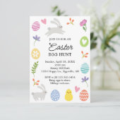 Cute Bunny Border Easter Invitation Egg Hunt Einladung (Stehend Vorderseite)