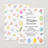 Cute Bunny Border Easter Invitation Egg Hunt Einladung (Vorne/Hinten)