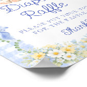 Cute Bunny Boy Baby Shower Diaper Raffle Poster (Ecke)