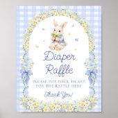 Cute Bunny Boy Baby Shower Diaper Raffle Poster (Vorne)