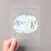 Cute Bunny Boy Clothesline Baby Shower  Acryleinladungen (Insitu (Handheld))