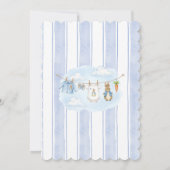 Cute Bunny Boy Clothesline Baby Shower Einladung (Rückseite)